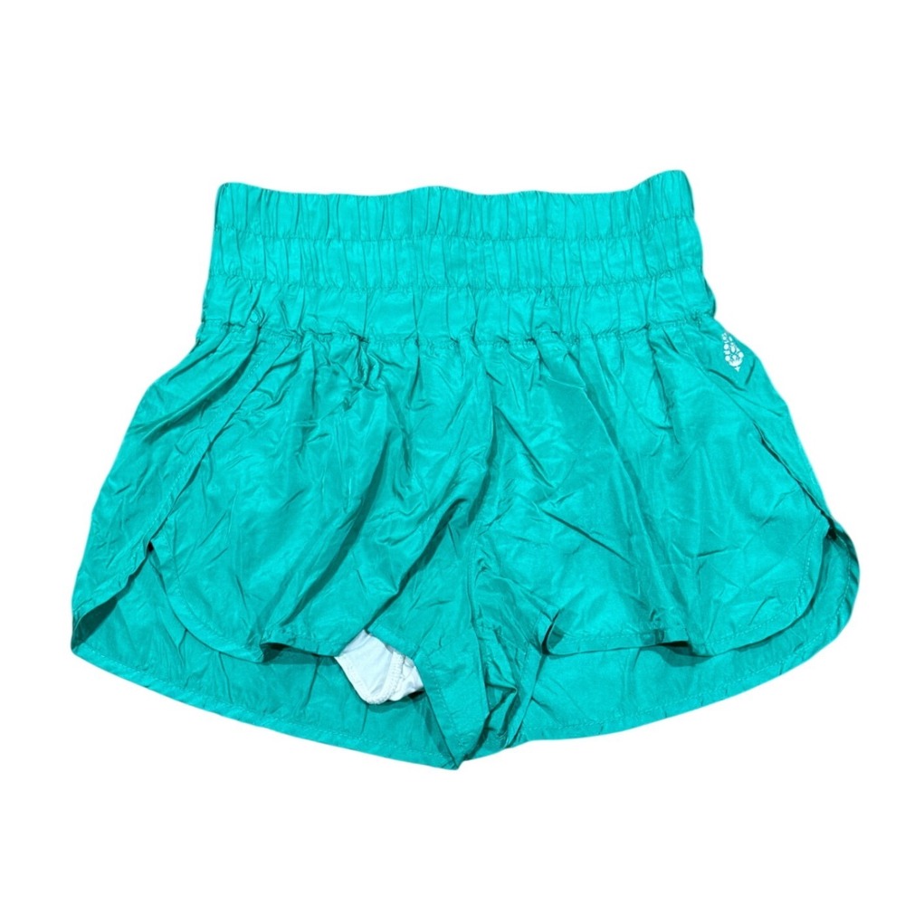 Free People FP Movement The Way Home Shorts Green High Waist M Medium Smocked